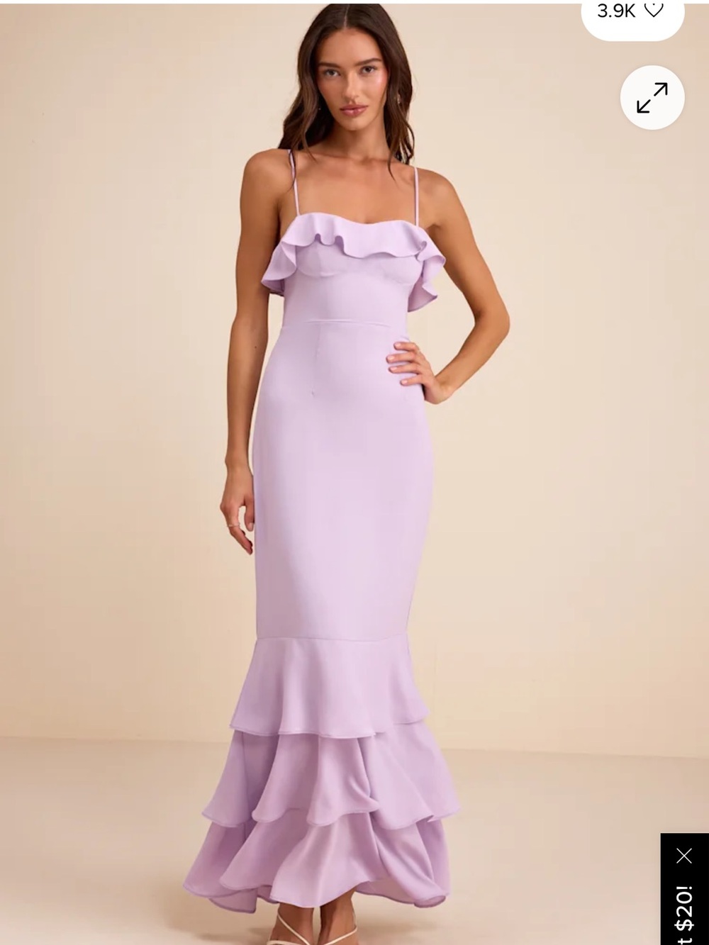 Lulu's Lavender Ruffle-Trim Spaghetti-Strap Maxi Dress